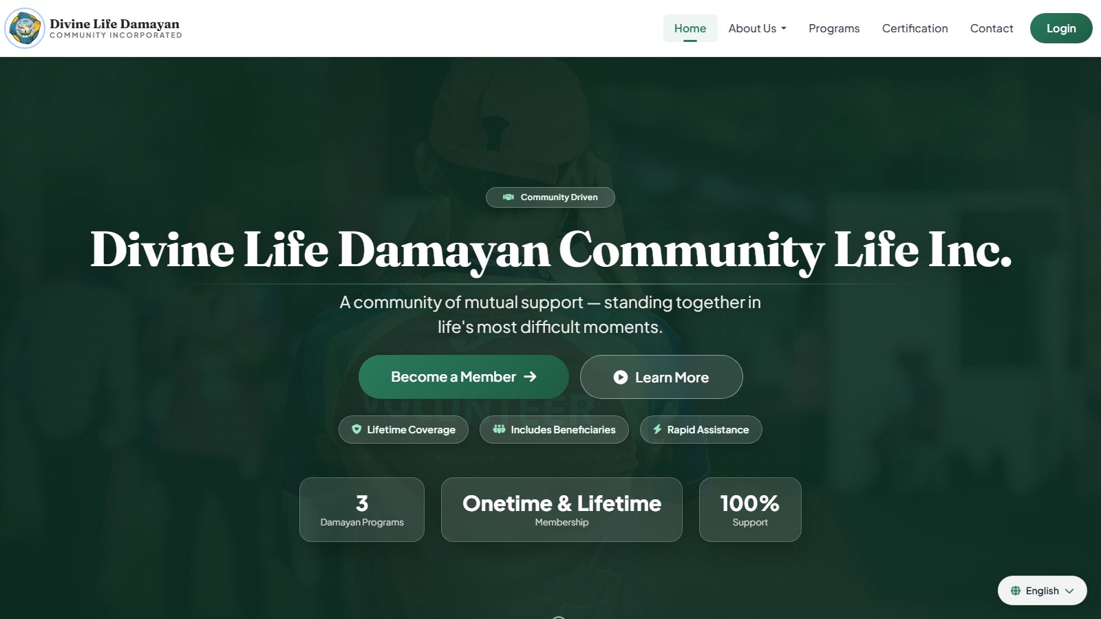 Divine Life Damayan homepage
