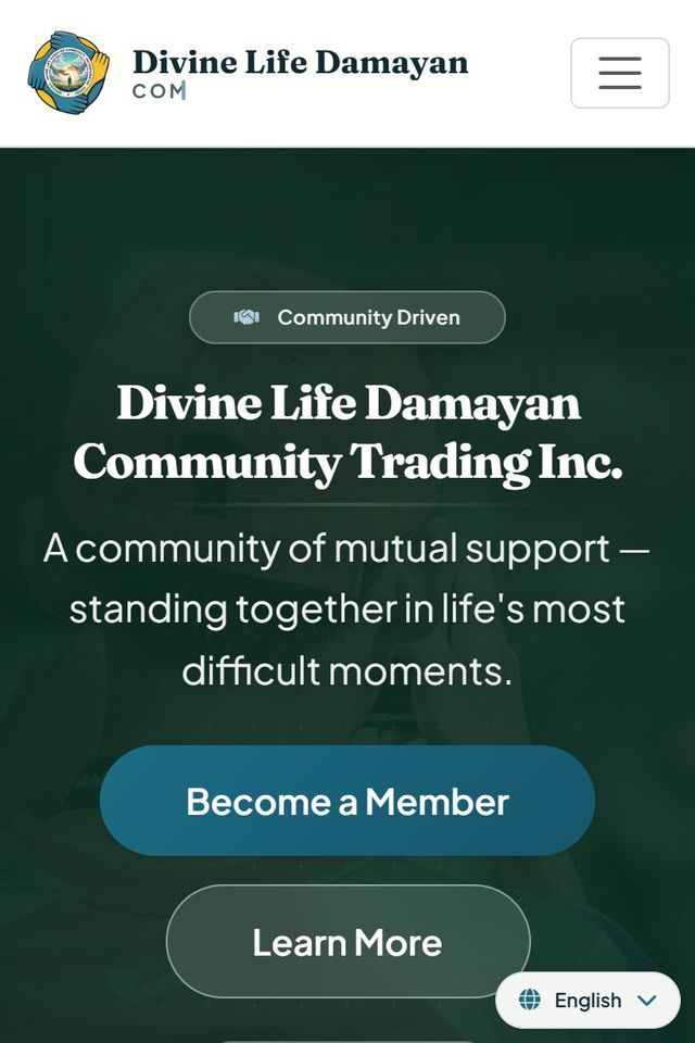 Divine Life Damayan homepage on mobile