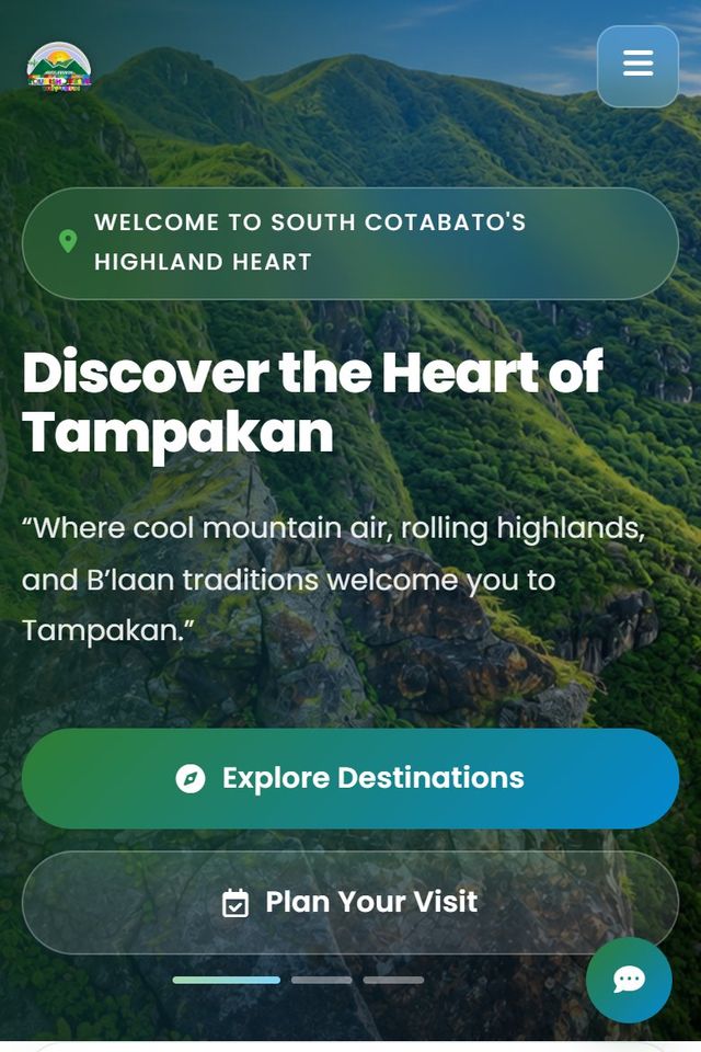 Tampakan Tourism homepage on mobile