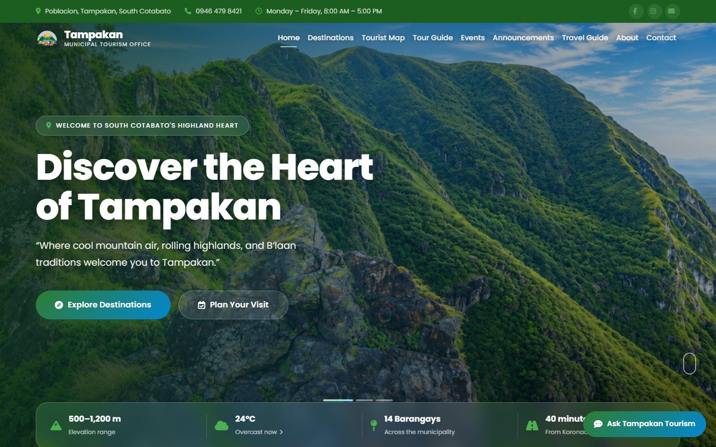 Tampakan Tourism homepage